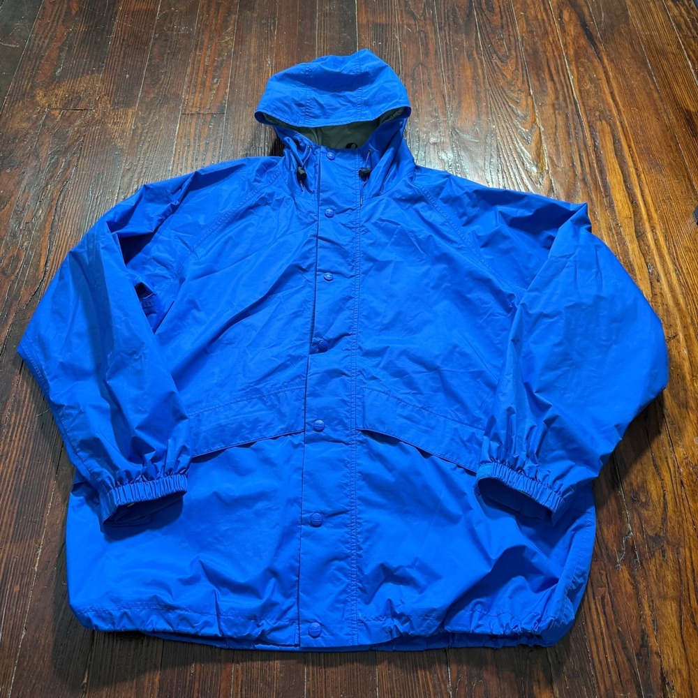 LL Bean Stowaway Jacket Mens XLT Blue Gore Tex Hooded Hiking Fishing Outdoor
